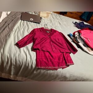 Donna Morgan hot Pink Silk suit